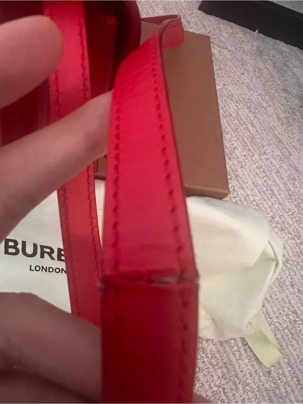 Burberry Red Leather TB Crossbody Bag with Gold Hardware